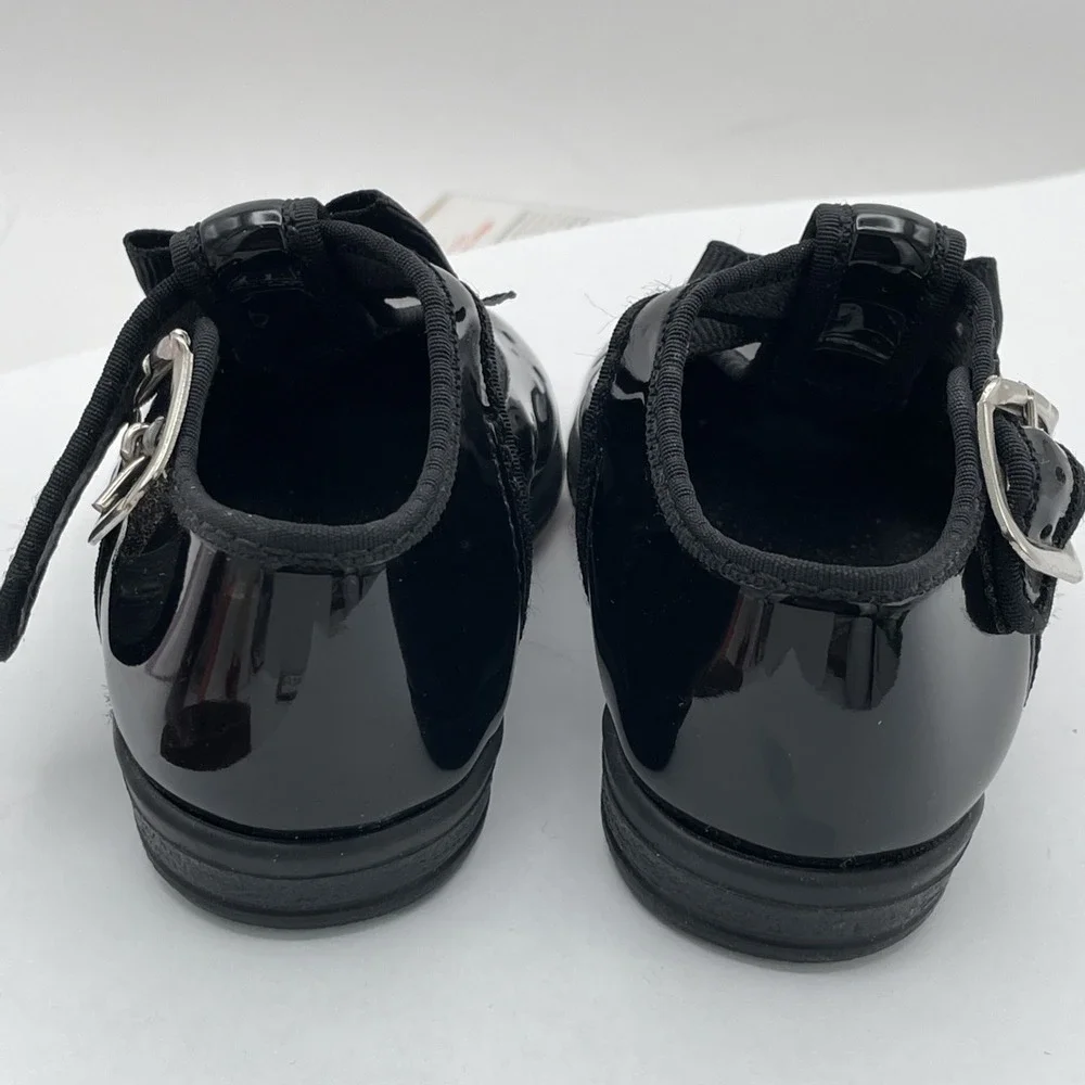 Vintage TKS The Kids Store Black Mary Jane Shoes Size 4 2-12Months Made In USA